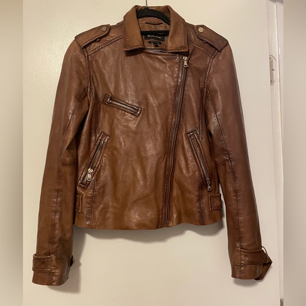 Massimo Dutti Brown Leather Jacket